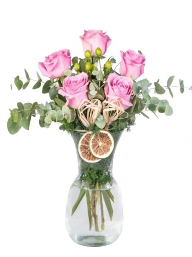 Cam Vazoda 5 Lila Gül