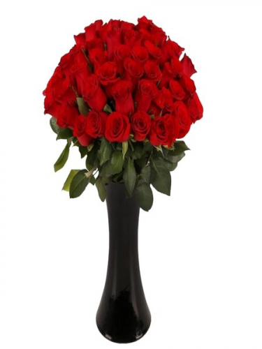 Siyah Cam Vazoda 40 Gül