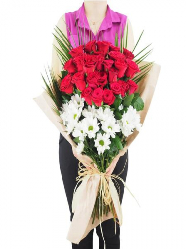 Kırmızı Gül ve Papatya Buketi